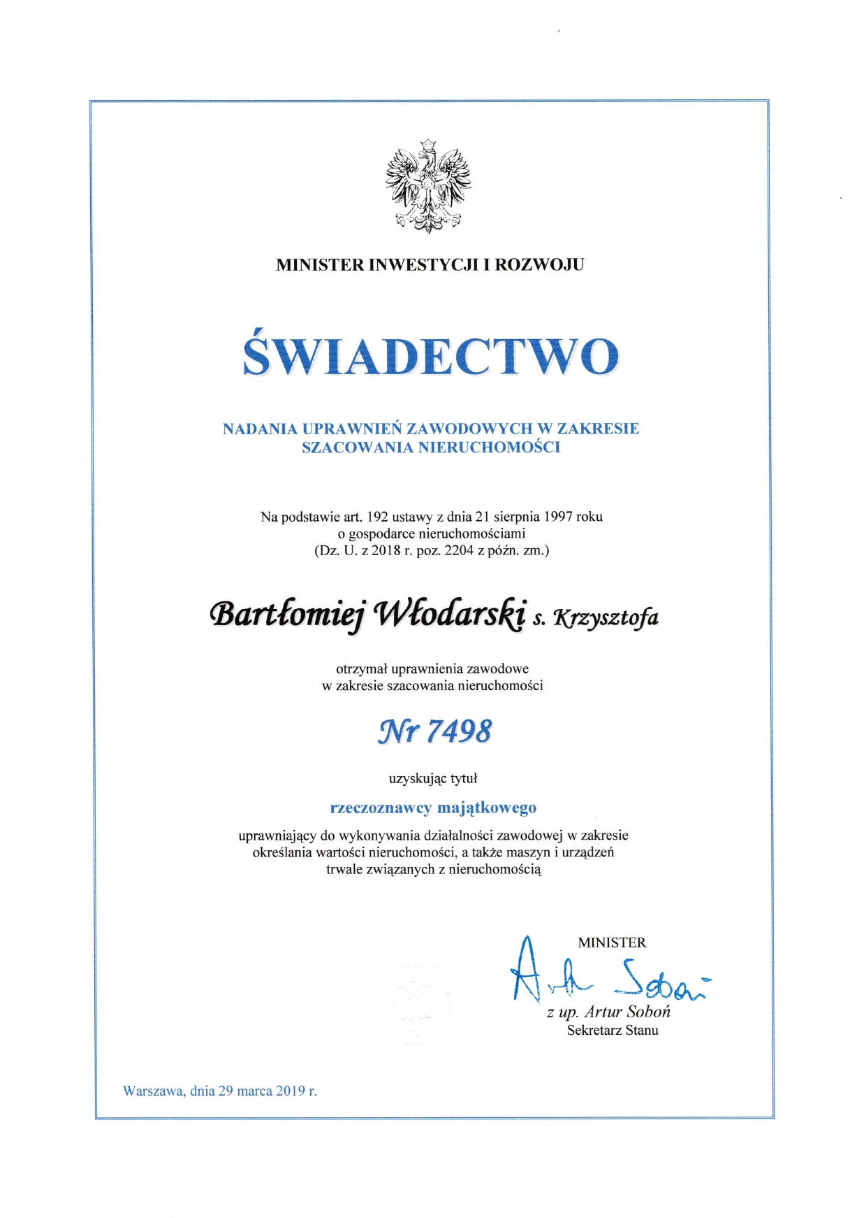 Świadectwo Egazaminacyjne